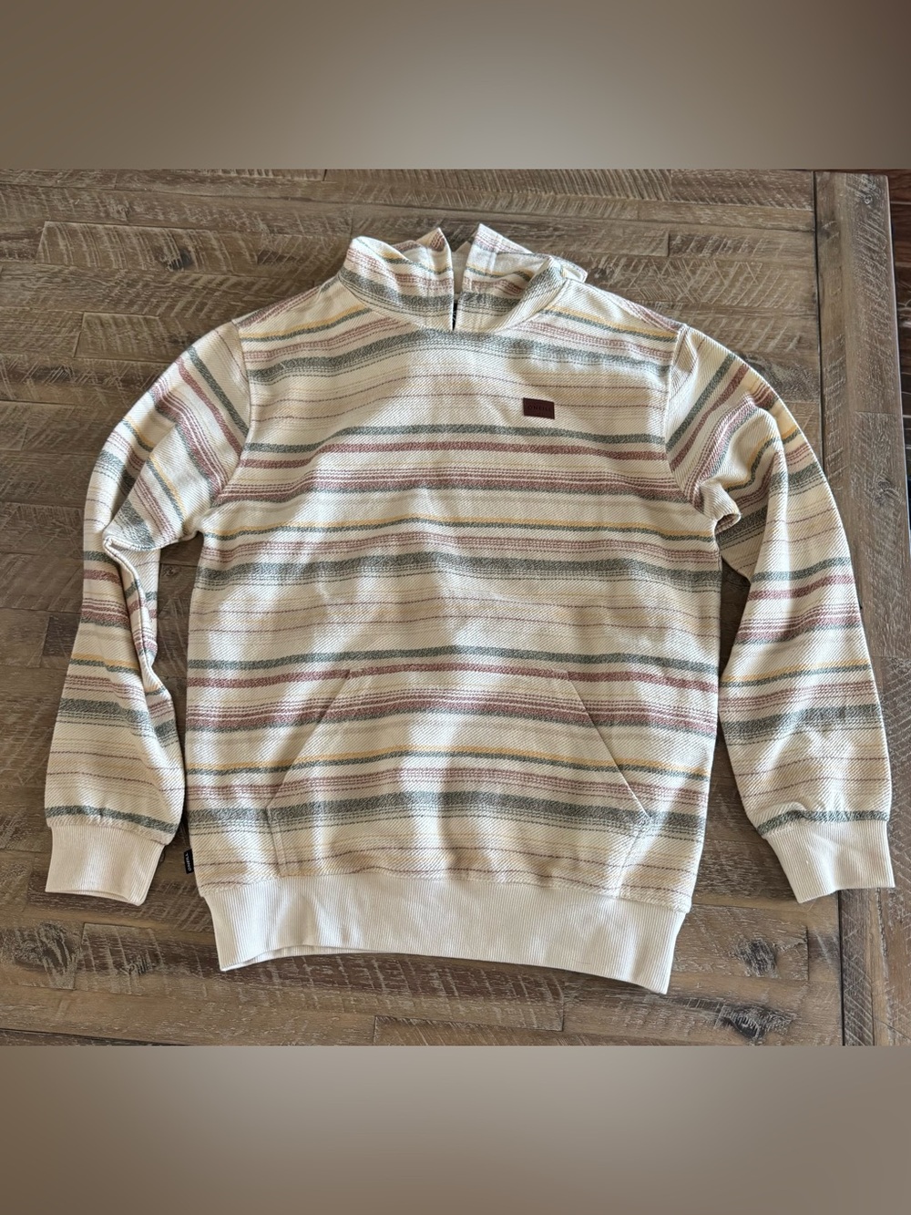 O'Neill Cream Striped Zip-Neck Men's Sweater